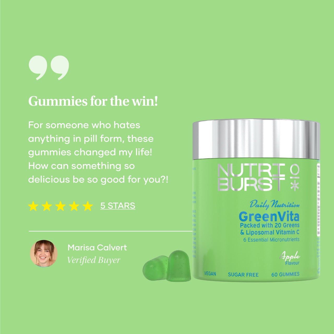 Apple Flavoured Gummies GreenVita-Reviews Image